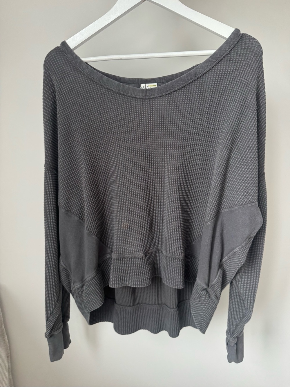 OFFLINE by Aerie of the Shoulder Waffle Knit Long Sleeve in Gray